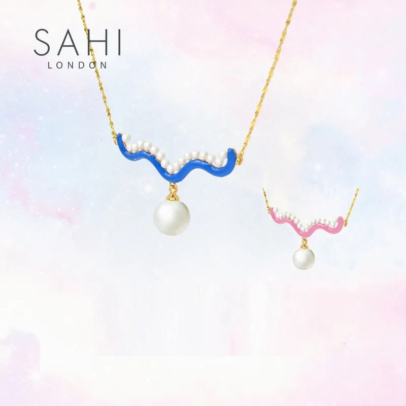Fantasy Pearl and Enamel Necklace - SAHI London | Handcrafted Jewellery Handbags & T-shirt Fashion