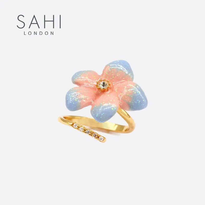 Peach Lilys Flower Open Enamel Ring - SAHI London | Handcrafted Jewellery Handbags & T-shirt Fashion