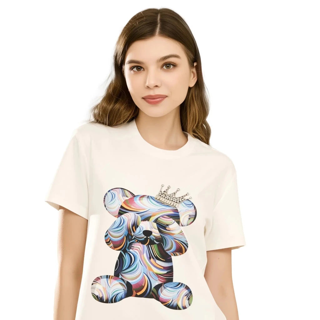 Cotton Bear Printed & Embroidered T-Shirt - SAHI London | Handcrafted Jewellery Handbags & T-shirt Fashion