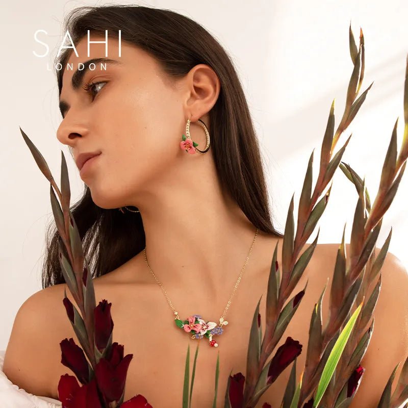 Enchanting Garden Flower Hoop Earrings - SAHI London | Handcrafted Jewellery Handbags & T-shirt Fashion