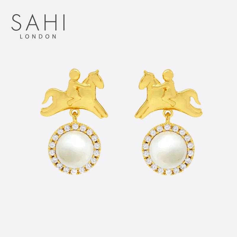 White Pearl Zircon Stones Crystal Drop Earring - SAHI London | Handcrafted Jewellery Handbags & T-shirt Fashion