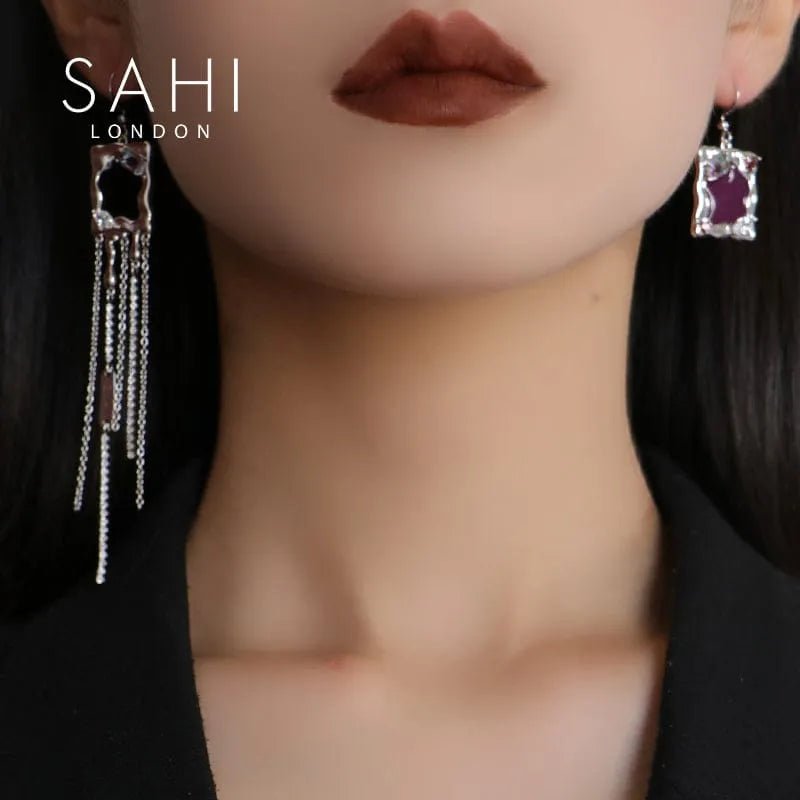 With Love Heart Enamel Metaverse Rain Dangling Earrings - SAHI London | Handcrafted Jewellery Handbags & T-shirt Fashion
