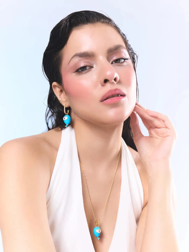 Age of Innocence Blue Eye Dangle Earrings - SAHI London | Handcrafted Jewellery Handbags & T-shirt Fashion