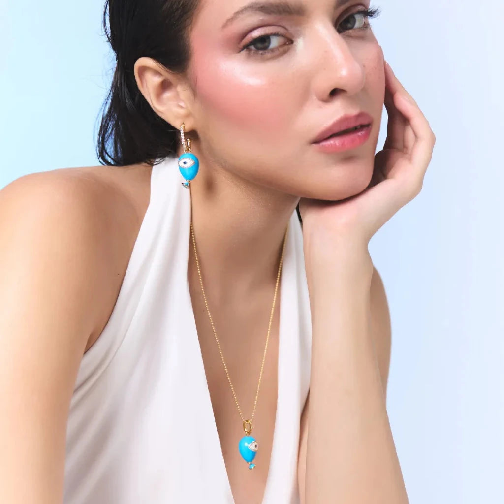 Age of Innocence Blue Eyed Ballon Adjustable necklace - SAHI London | Handcrafted Jewellery Handbags & T-shirt Fashion