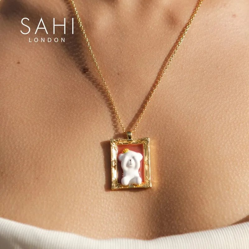 Picture Frame Cute Camellia Bear Chain Necklace - SAHI London | Handcrafted Jewellery Handbags & T-shirt Fashion