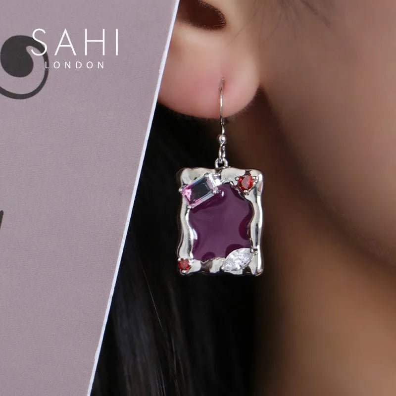 With Love Heart Enamel Metaverse Rain Dangling Earrings - SAHI London | Handcrafted Jewellery Handbags & T-shirt Fashion