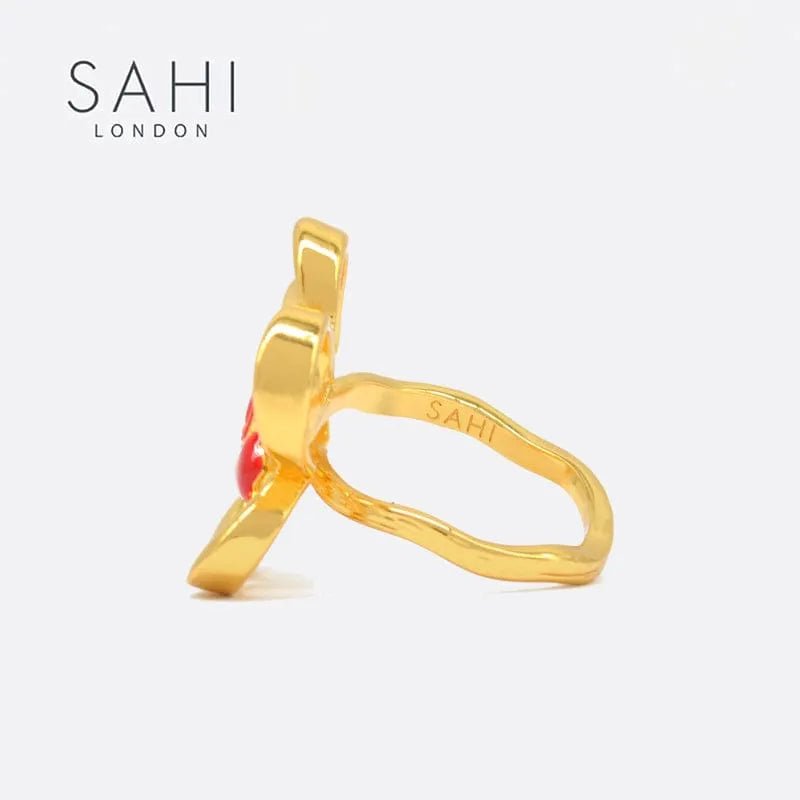 Little Red Flower Adjustable Ring - SAHI London | Handcrafted Jewellery Handbags & T-shirt Fashion
