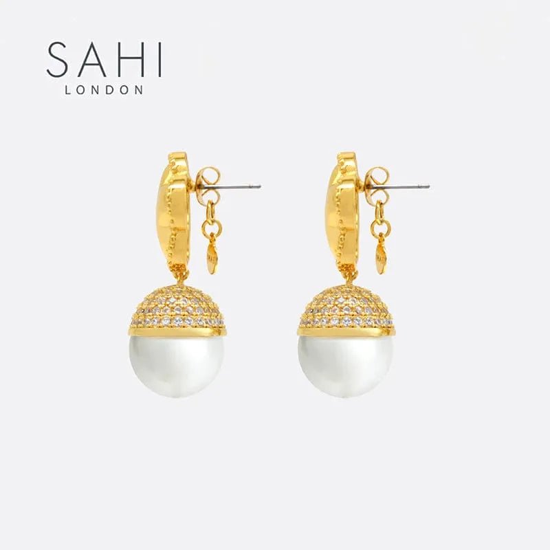 Little Red Flower Pearl Drop Earrings - SAHI London | Handcrafted Jewellery Handbags & T-shirt Fashion