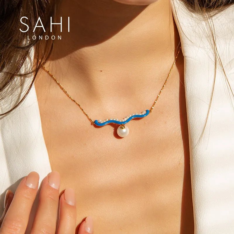 Fantasy Pearl and Enamel Necklace - SAHI London | Handcrafted Jewellery Handbags & T-shirt Fashion