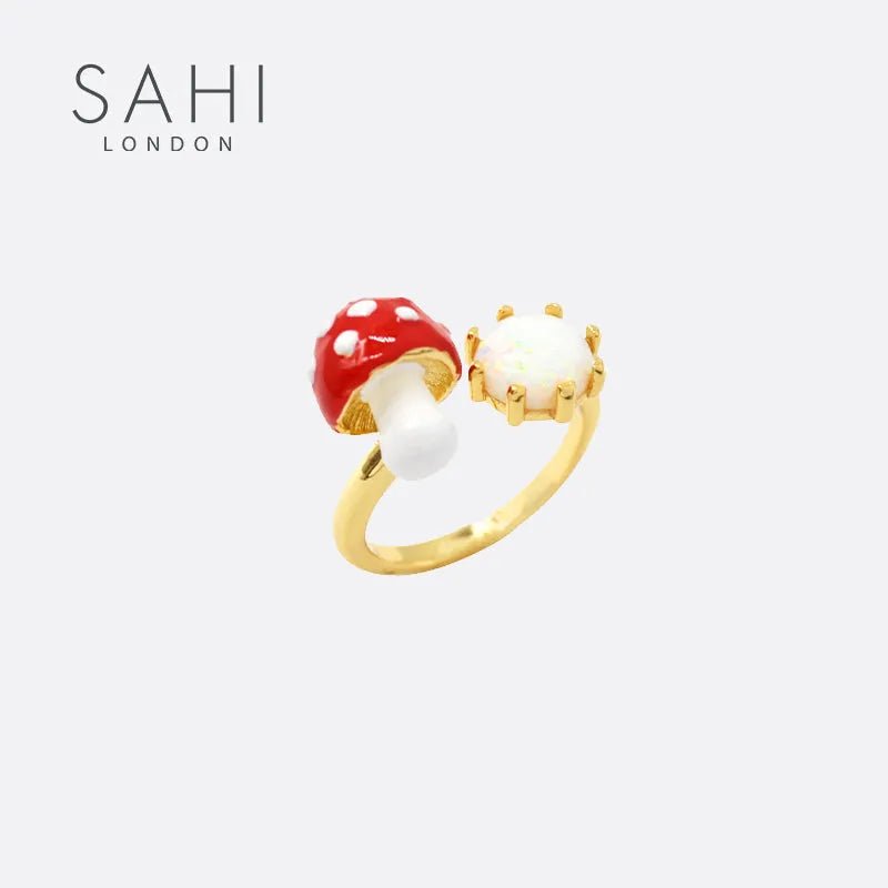 Enchanting Garden Mushroom Adjustable Ring - SAHI London | Handcrafted Jewellery Handbags & T-shirt Fashion