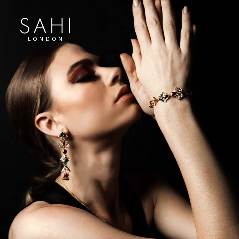Shine Zircon Crystal Chain Link Bracelet - SAHI London | Handcrafted Jewellery Handbags & T-shirt Fashion