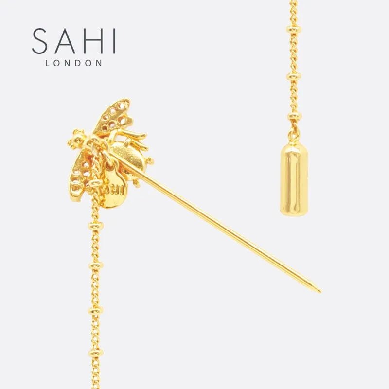 Gold Enameled Bee Pearl Brooch - SAHI London | Handcrafted Jewellery Handbags & T-shirt Fashion
