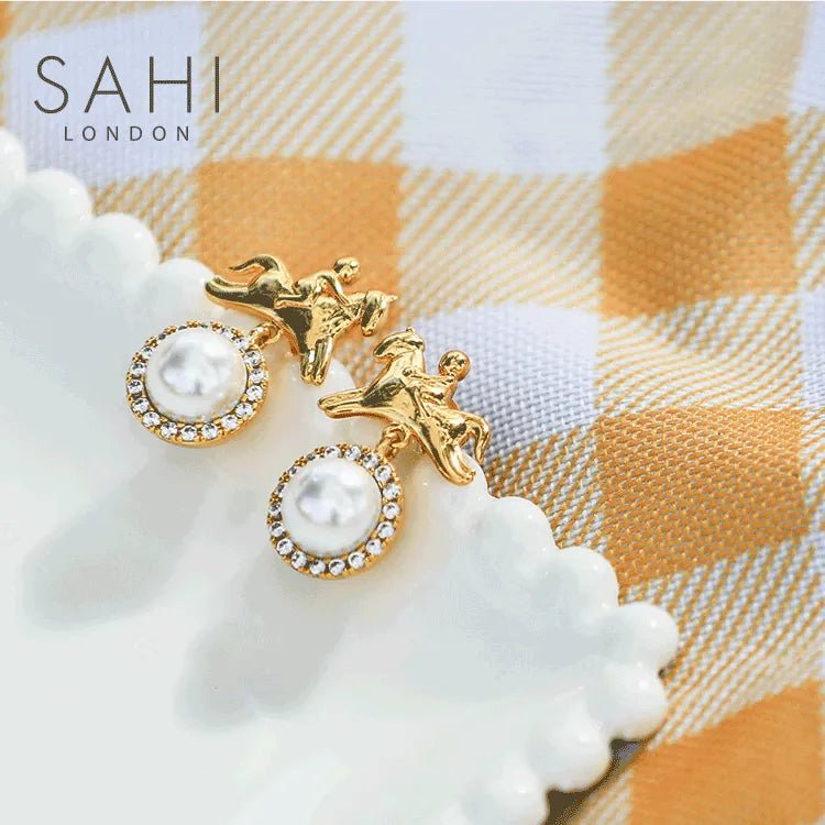 White Pearl Zircon Stones Crystal Drop Earring - SAHI London | Handcrafted Jewellery Handbags & T-shirt Fashion
