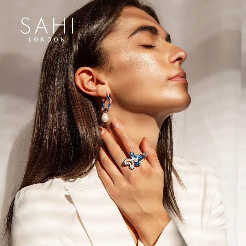 Fantasy Starfish Pearl Hoop Earrings - SAHI London | Handcrafted Jewellery Handbags & T-shirt Fashion