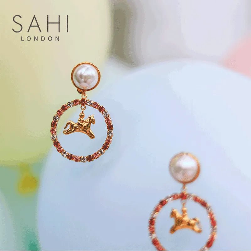 White Pearl Zircon Stones Crystal Hoop Earring - SAHI London | Handcrafted Jewellery Handbags & T-shirt Fashion