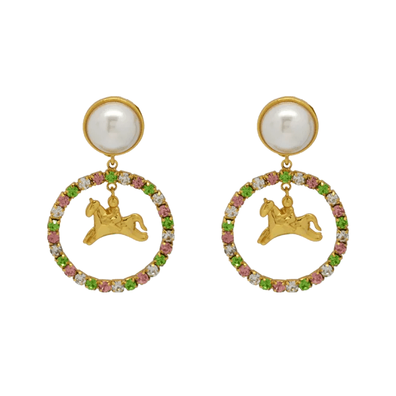 White Pearl Zircon Stones Crystal Hoop Earring - SAHI London | Handcrafted Jewellery Handbags & T-shirt Fashion