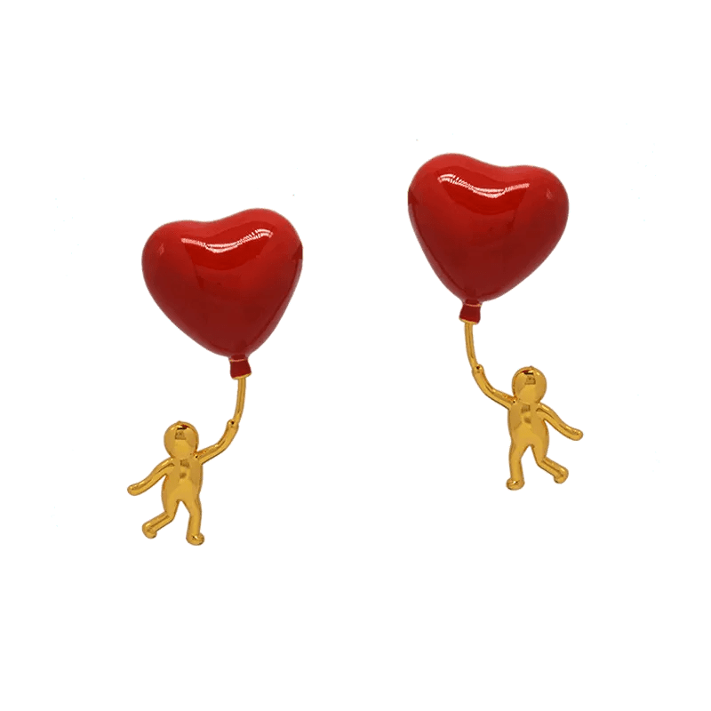 Heart Shaped Enamel Drop Earrings - SAHI London | Handcrafted Jewellery Handbags & T-shirt Fashion