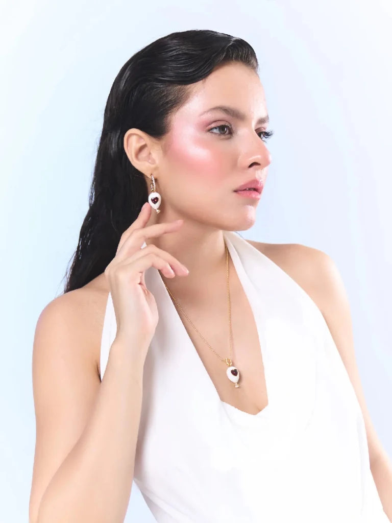 Age of Innocence Red & White Dangle Earrings - SAHI London | Handcrafted Jewellery Handbags & T-shirt Fashion