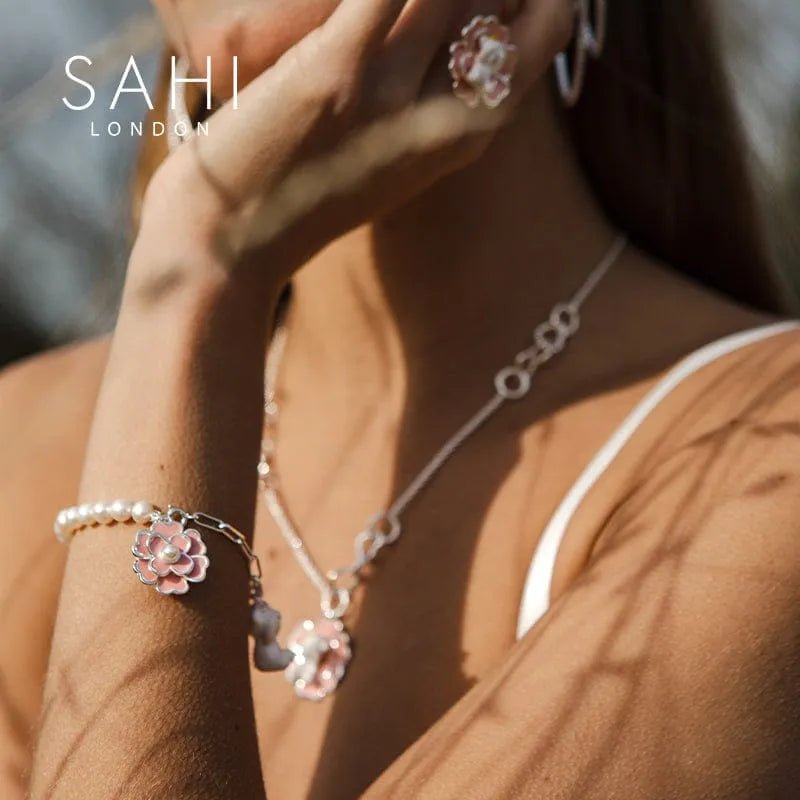 Gold Enameled Pearl Bear Chain Bracelet - SAHI London | Handcrafted Jewellery Handbags & T-shirt Fashion
