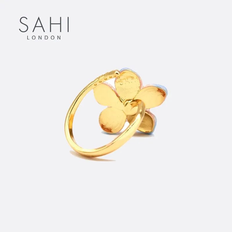 Peach Lilys Flower Open Enamel Ring - SAHI London | Handcrafted Jewellery Handbags & T-shirt Fashion