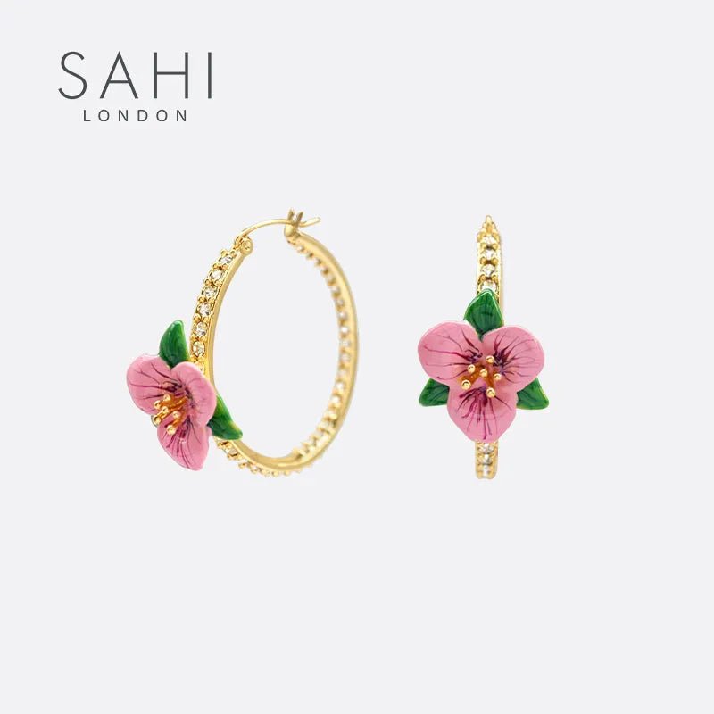 Enchanting Garden Flower Hoop Earrings - SAHI London | Handcrafted Jewellery Handbags & T-shirt Fashion