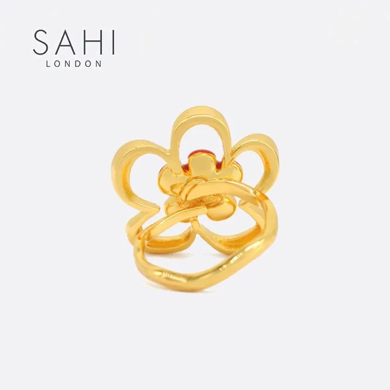 Little Red Flower Adjustable Ring - SAHI London | Handcrafted Jewellery Handbags & T-shirt Fashion