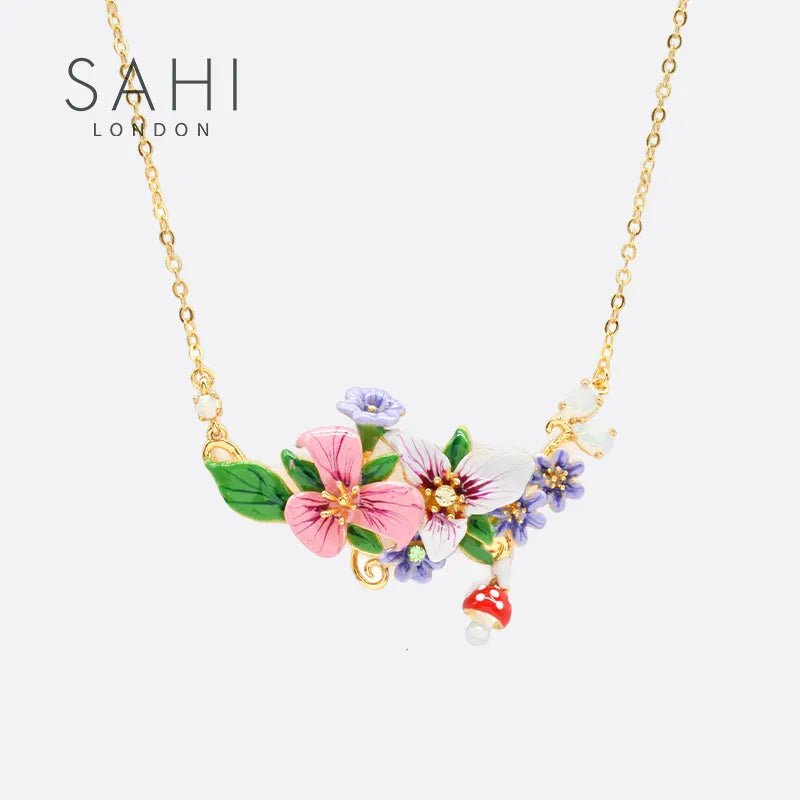 Enchanting Garden Enamel Necklace - SAHI London | Handcrafted Jewellery Handbags & T-shirt Fashion