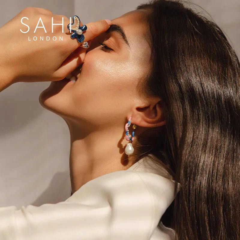 Fantasy Starfish Pearl Hoop Earrings - SAHI London | Handcrafted Jewellery Handbags & T-shirt Fashion