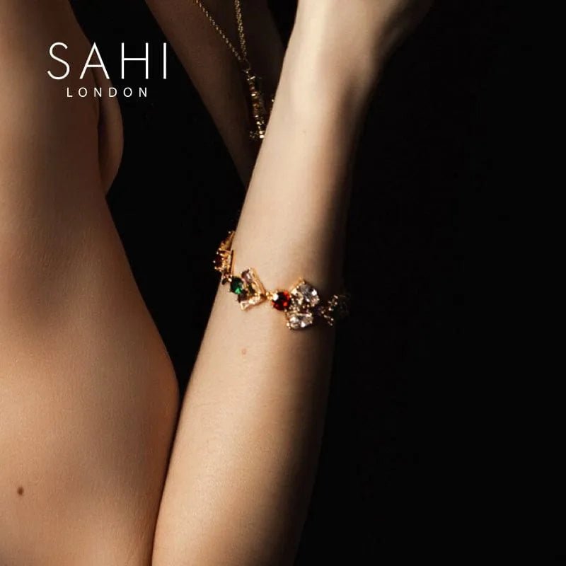 Shine Zircon Crystal Chain Link Bracelet - SAHI London | Handcrafted Jewellery Handbags & T-shirt Fashion