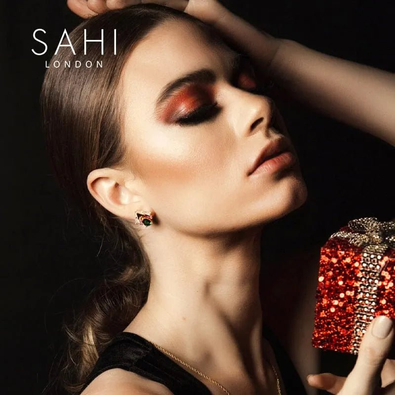 Shine Green Zircon Crystal Stud Earring - SAHI London | Handcrafted Jewellery Handbags & T-shirt Fashion