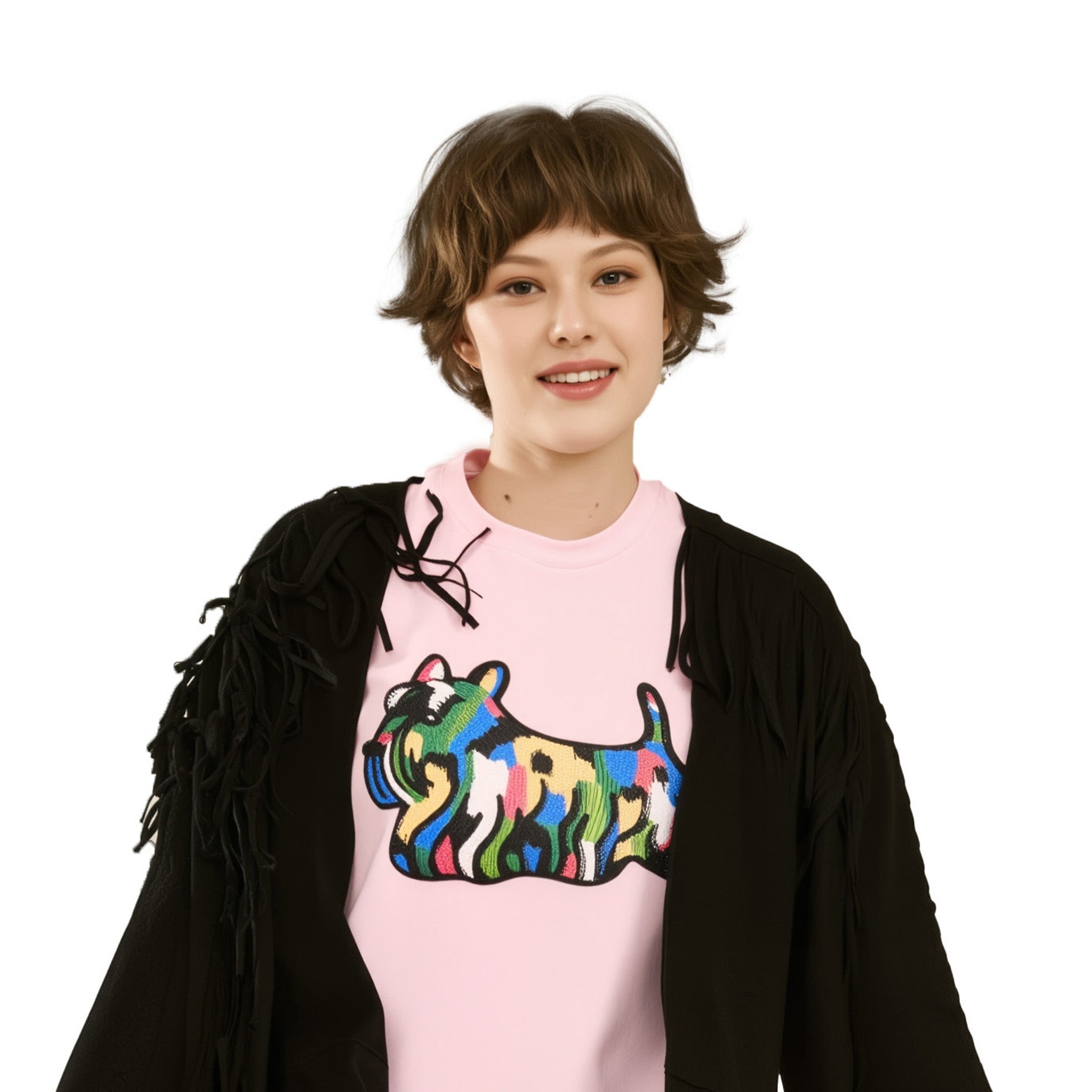 Cotton Doggy Printed & Embroidered T-Shirt