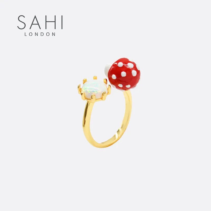 Enchanting Garden Mushroom Adjustable Ring - SAHI London | Handcrafted Jewellery Handbags & T-shirt Fashion