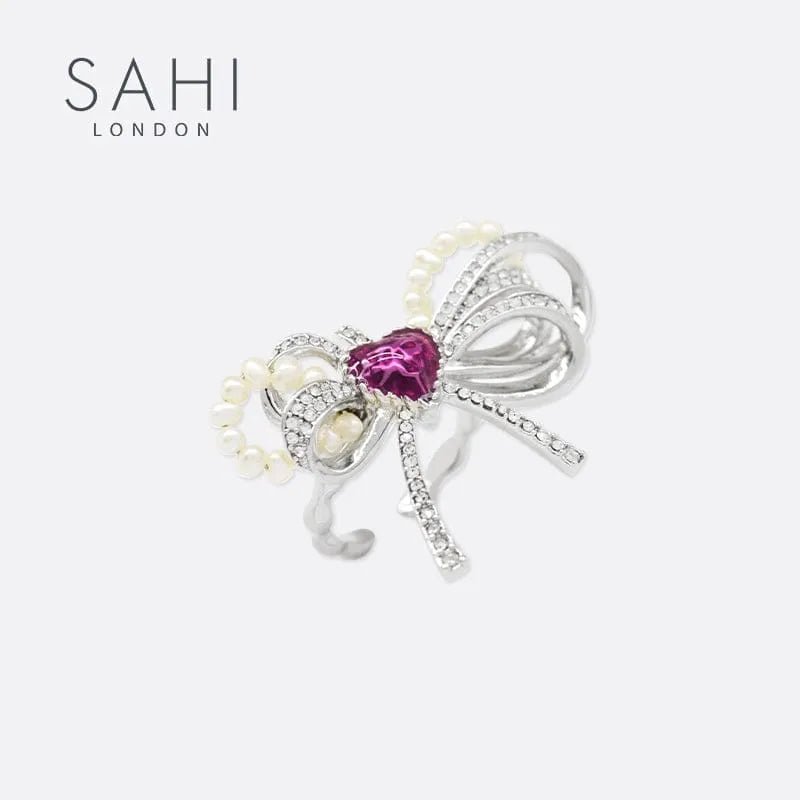 With Love Heart Enamel Bow Adjustable Ring - SAHI London | Handcrafted Jewellery Handbags & T-shirt Fashion