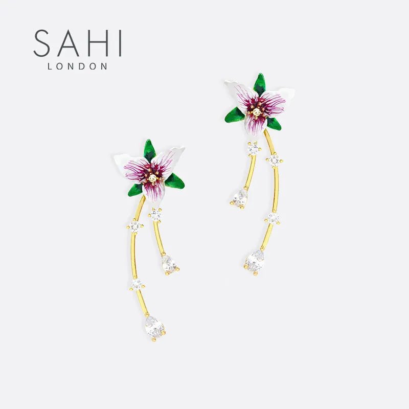 Enchanting Garden Flower Dangling Earrings - SAHI London | Handcrafted Jewellery Handbags & T-shirt Fashion