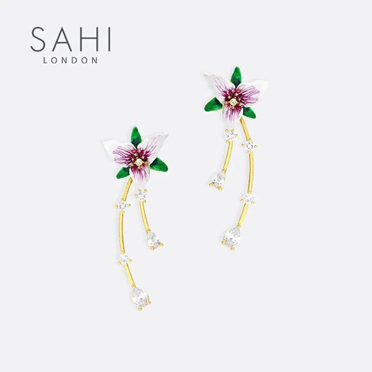 Enchanting Garden Flower Dangling Earrings - SAHI London | Handcrafted Jewellery Handbags & T-shirt Fashion