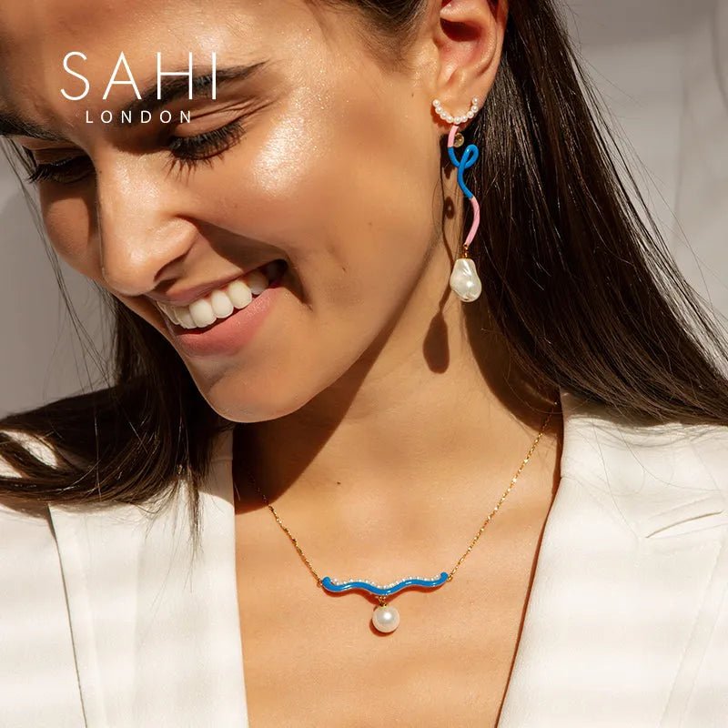 Fantasy Pearl and Enamel Necklace - SAHI London | Handcrafted Jewellery Handbags & T-shirt Fashion