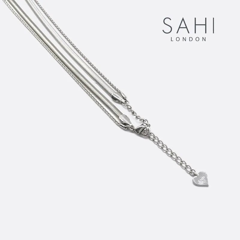 With Love Heart Enamel layered Chain Pendant Necklace - SAHI London | Handcrafted Jewellery Handbags & T-shirt Fashion