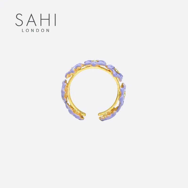Enchanting Garden Purple Flower Adjustable Ring - SAHI London | Handcrafted Jewellery Handbags & T-shirt Fashion