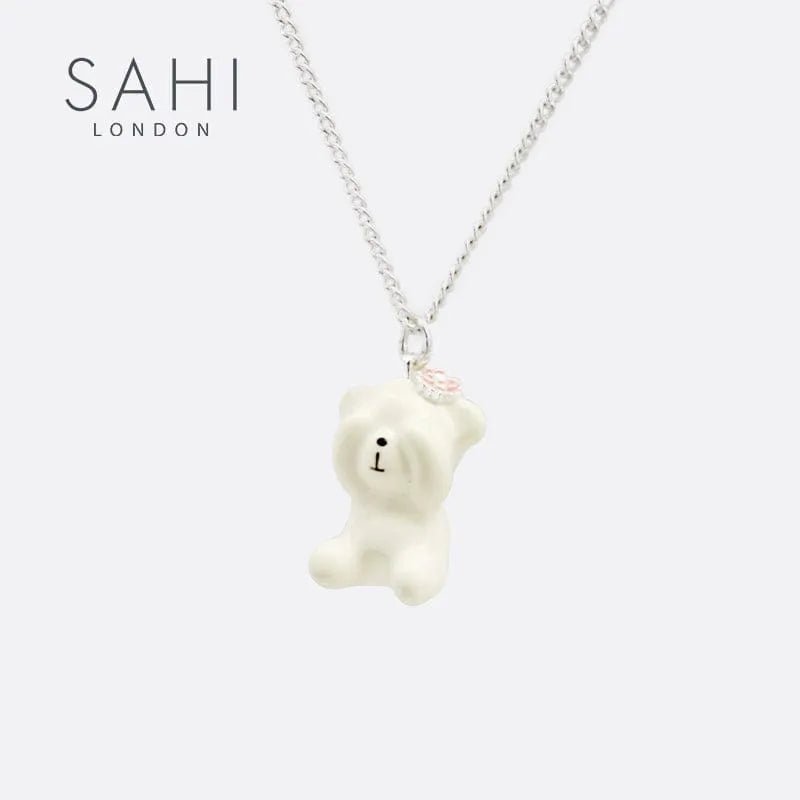 Stacked Chain Bear Pendant Charm Necklace - SAHI London | Handcrafted Jewellery Handbags & T-shirt Fashion