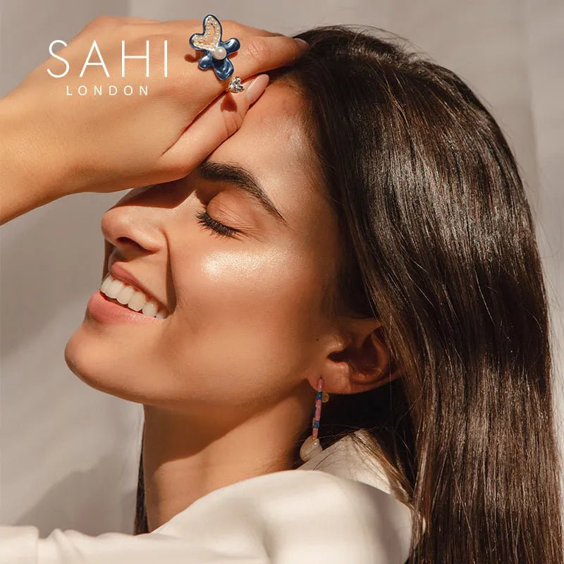 Fantasy Pearl And Enamel Adjustable Ring - SAHI London | Handcrafted Jewellery Handbags & T-shirt Fashion