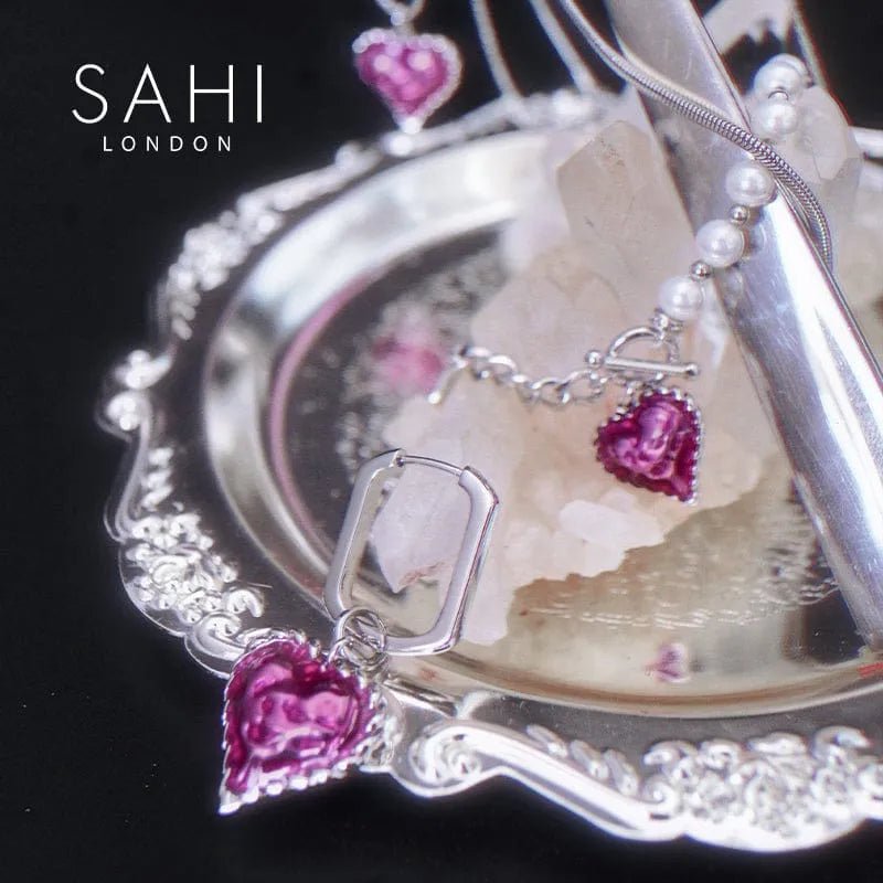 With Love Heart Enameled Drop Dangling Earing - SAHI London | Handcrafted Jewellery Handbags & T-shirt Fashion