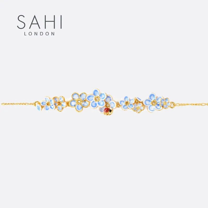 Forget Me Not Flower Charm Enamel Chain Bracelet - SAHI London | Handcrafted Jewellery Handbags & T-shirt Fashion