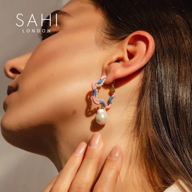 Fantasy Starfish Pearl Hoop Earrings - SAHI London | Handcrafted Jewellery Handbags & T-shirt Fashion