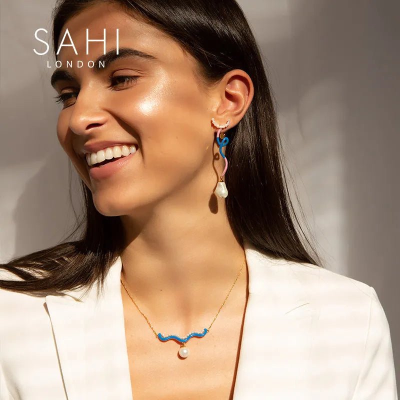 Fantasy Pearl and Enamel Necklace - SAHI London | Handcrafted Jewellery Handbags & T-shirt Fashion