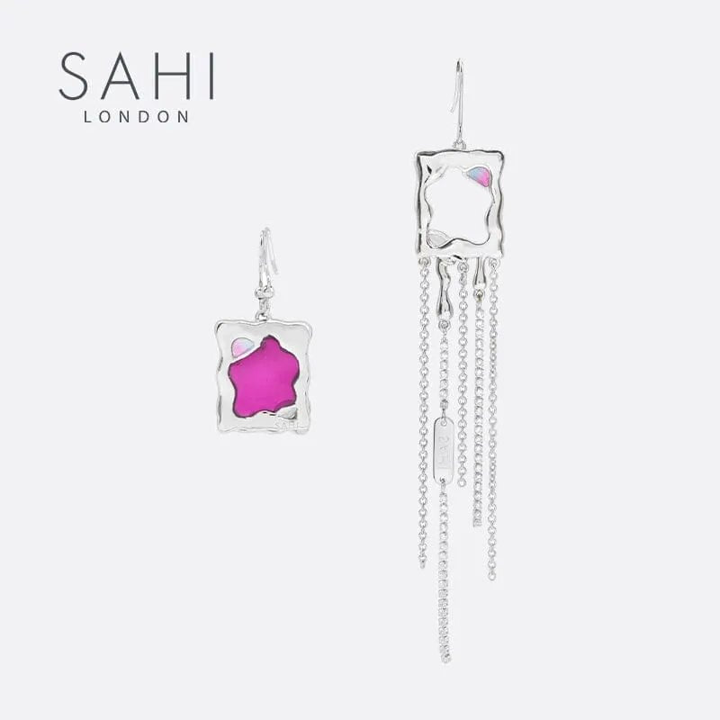 With Love Heart Enamel Metaverse Rain Dangling Earrings - SAHI London | Handcrafted Jewellery Handbags & T-shirt Fashion