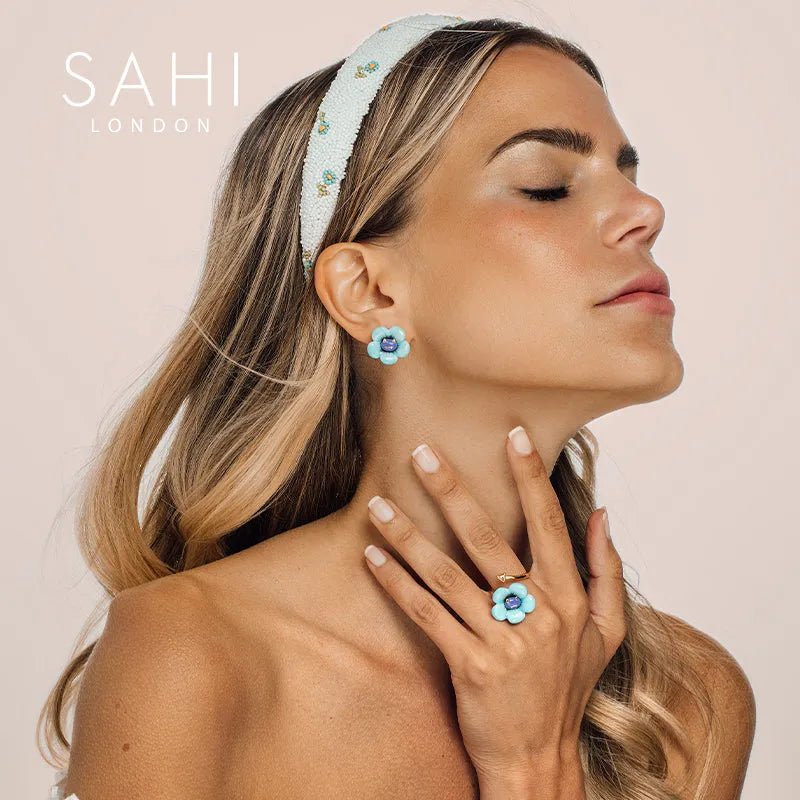 Monster White Flower Enamel Stud Earring - SAHI London | Handcrafted Jewellery Handbags & T-shirt Fashion