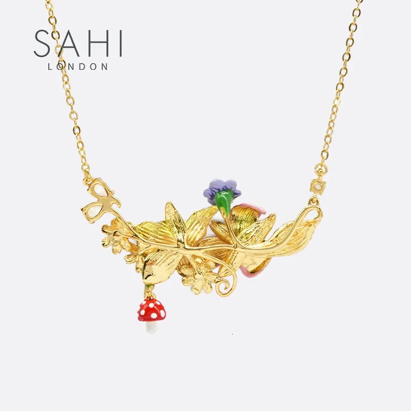 Enchanting Garden Enamel Necklace - SAHI London | Handcrafted Jewellery Handbags & T-shirt Fashion