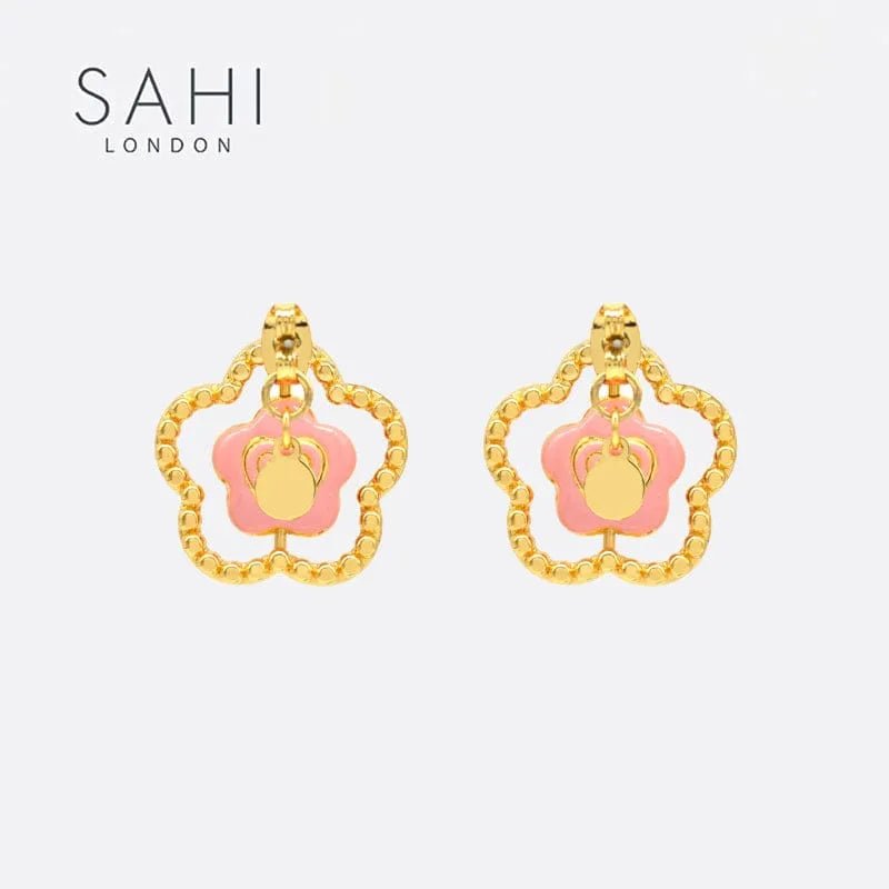 Little Red Flower Stud Earrings - SAHI London | Handcrafted Jewellery Handbags & T-shirt Fashion