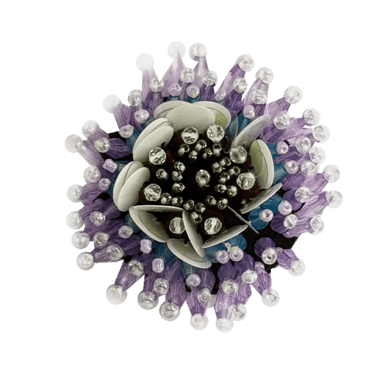 Brooch Hand Emblished with beads Pop Art Purple Flower - SAHI London | Handcrafted Jewellery Handbags & T-shirt Fashion