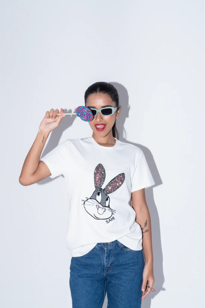 Pop Art Rabbit Unisex T-Shirt - SAHI London | Handcrafted Jewellery Handbags & T-shirt Fashion
